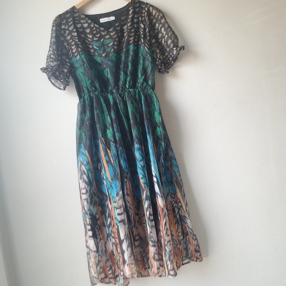 Misslook Feather Print Dress